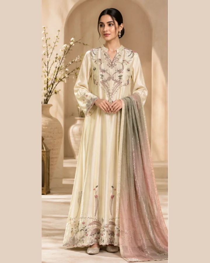 Ivory Embroidered Formal Suit