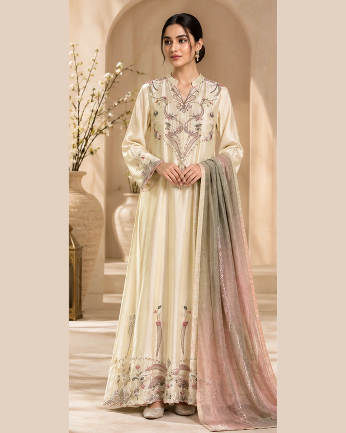 Ivory Embroidered Formal Suit