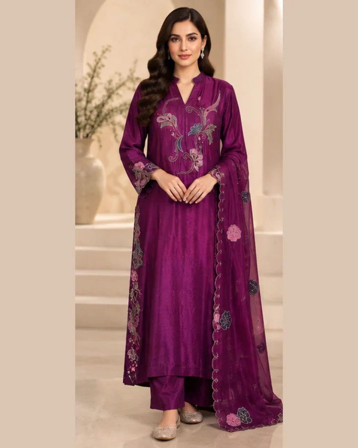 Magenta Embroidered Pret Suit