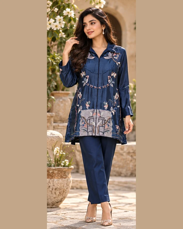 Navy Embroidered Pret Suit