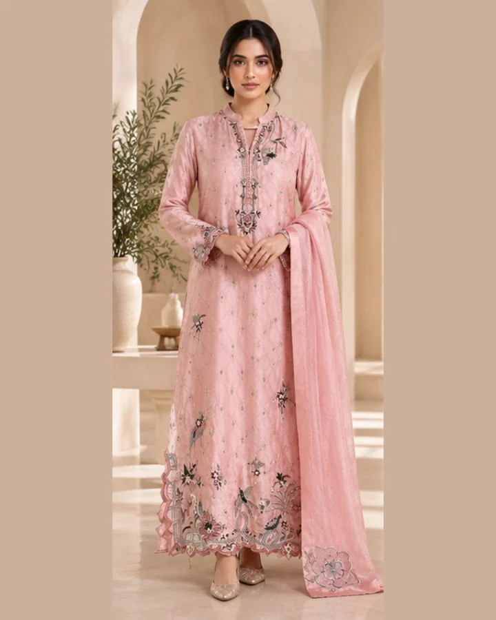 Blush Pink Embroidered Suit