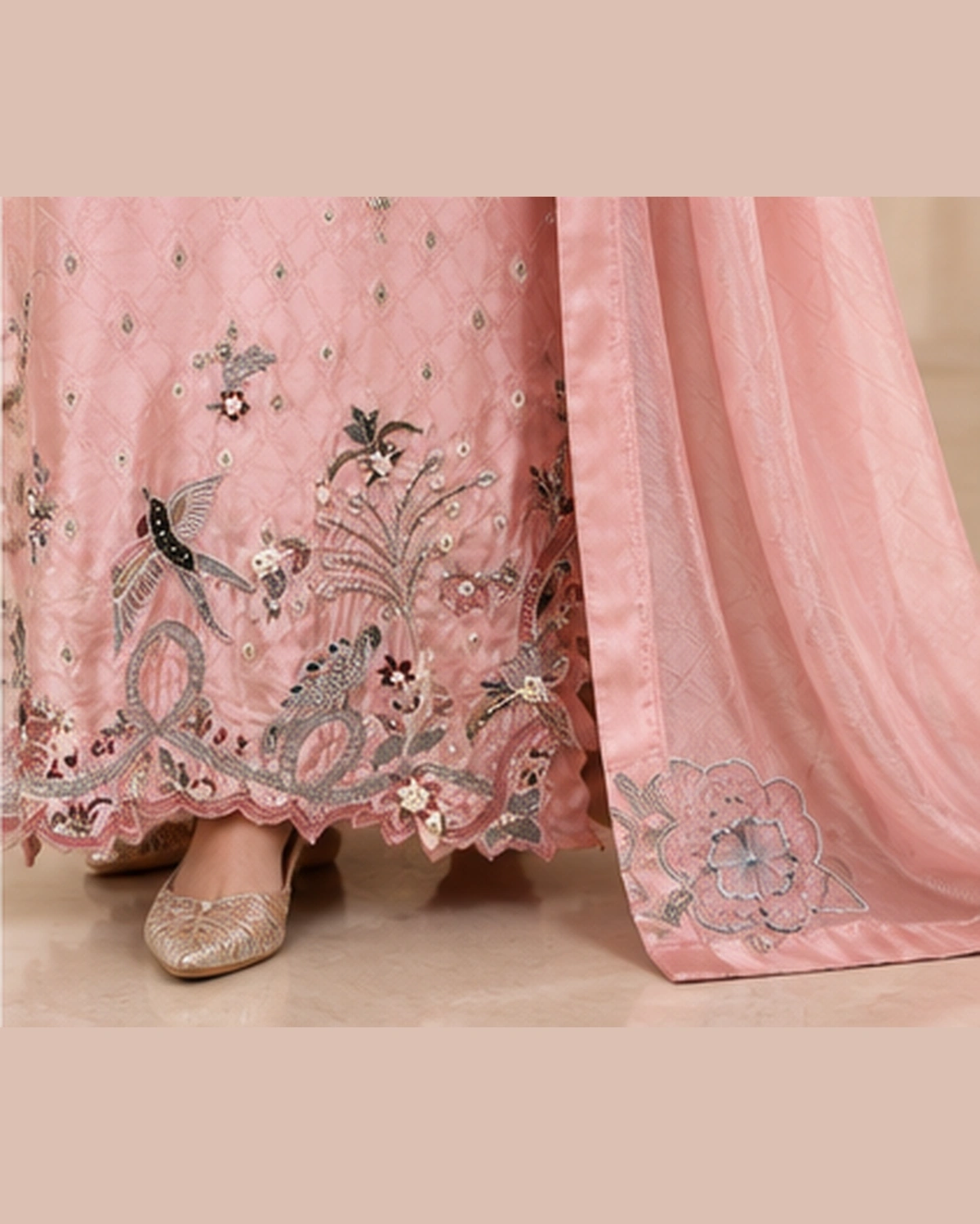 Blush Pink Embroidered Suit